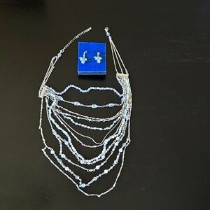 3/$10 NWOT - Elegant Silver Layered Necklace and Earring Set